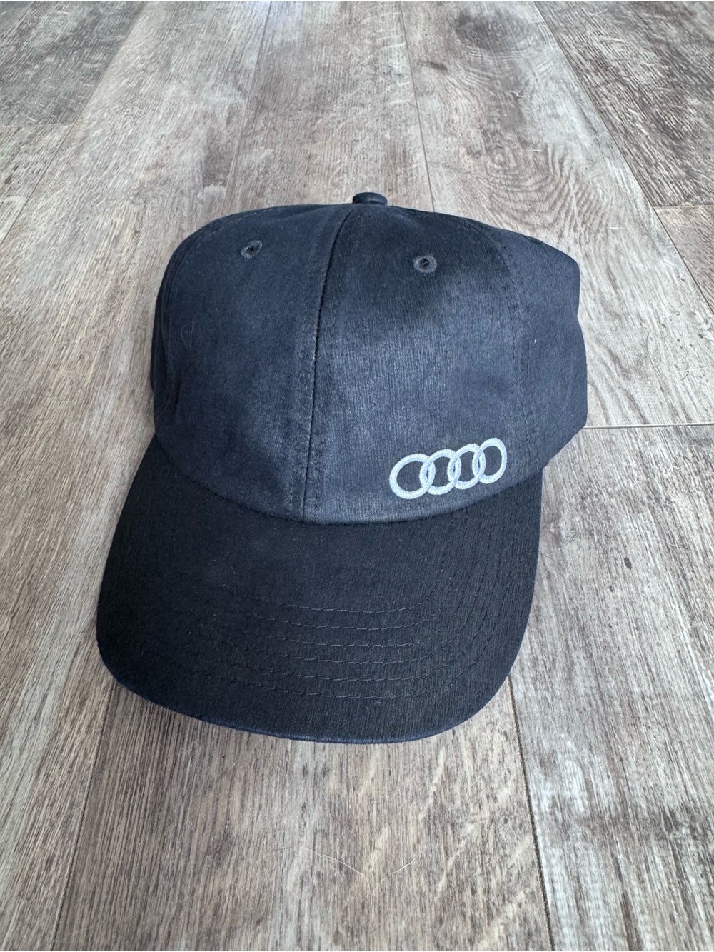 NWOT! Genuine Audi Merchandise Black Baseball Cap with Embroidered Rings